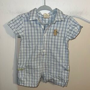 Vintage Classic Pooh Winnie the Pooh Polo Romper with Cargo Pockets Bear & Hunny